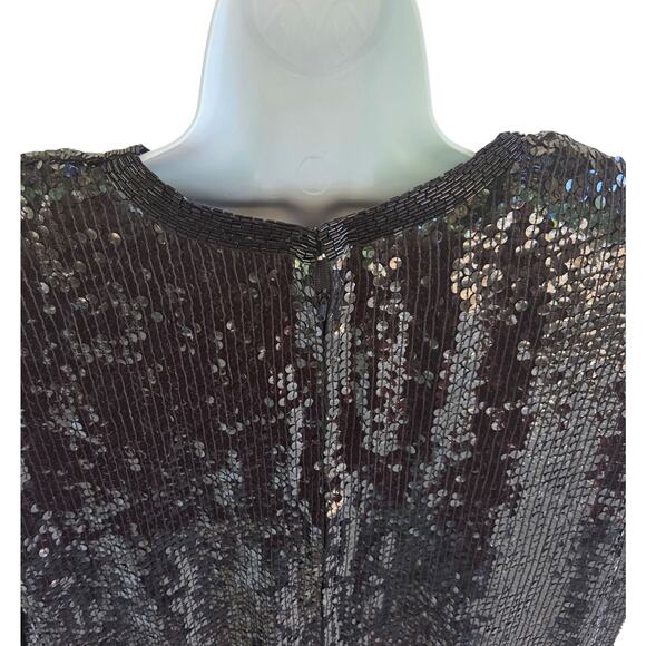 Lillie Rubin Sequin Bubble Dress 80s Black Gold sz Small - Picture 6 of 16